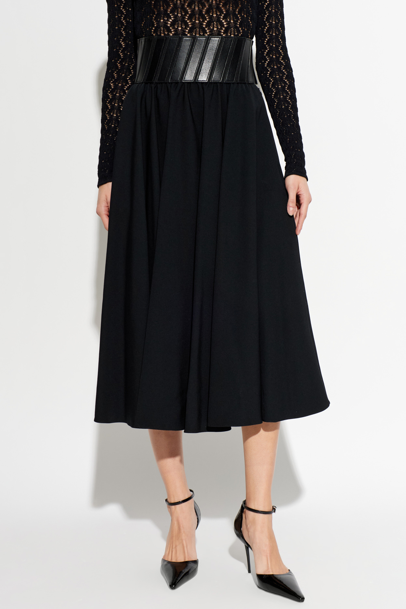 Alaïa Skirt with leather inserts at the waist | Women's | Vitkac